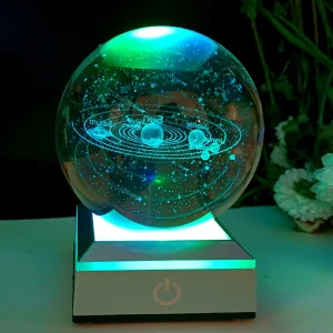 3D Crystal Ball Laser Engraved Planet Crystal Ball Solar System Globe Astronomy Gift Birthday Gift Glass Sphere Home Decoration